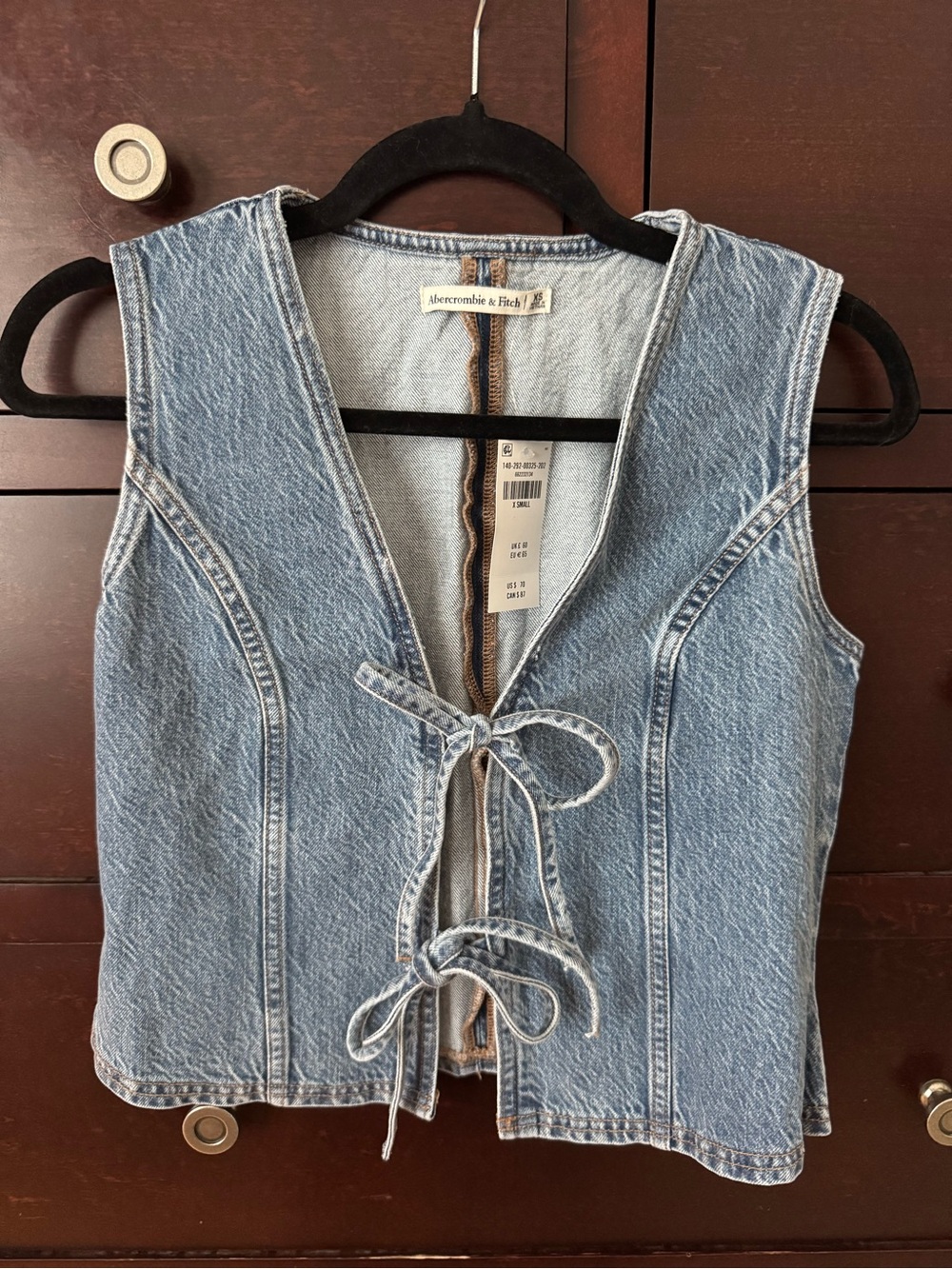 Abercrombie & Fitch Light Blue Denim Tie-Front Tank
